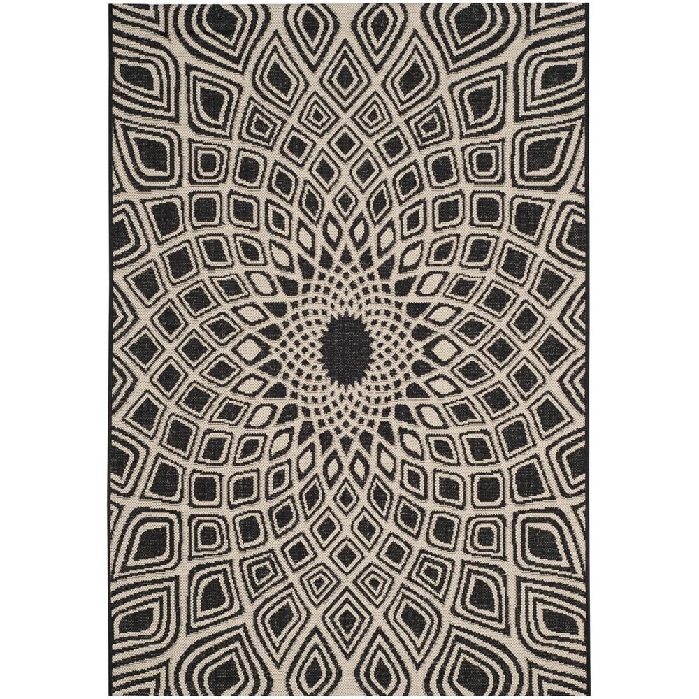 COURTYARD, BLACK / BEIGE, 4' X 5'-7", Area Rug, CY6616-25621-4. Picture 1