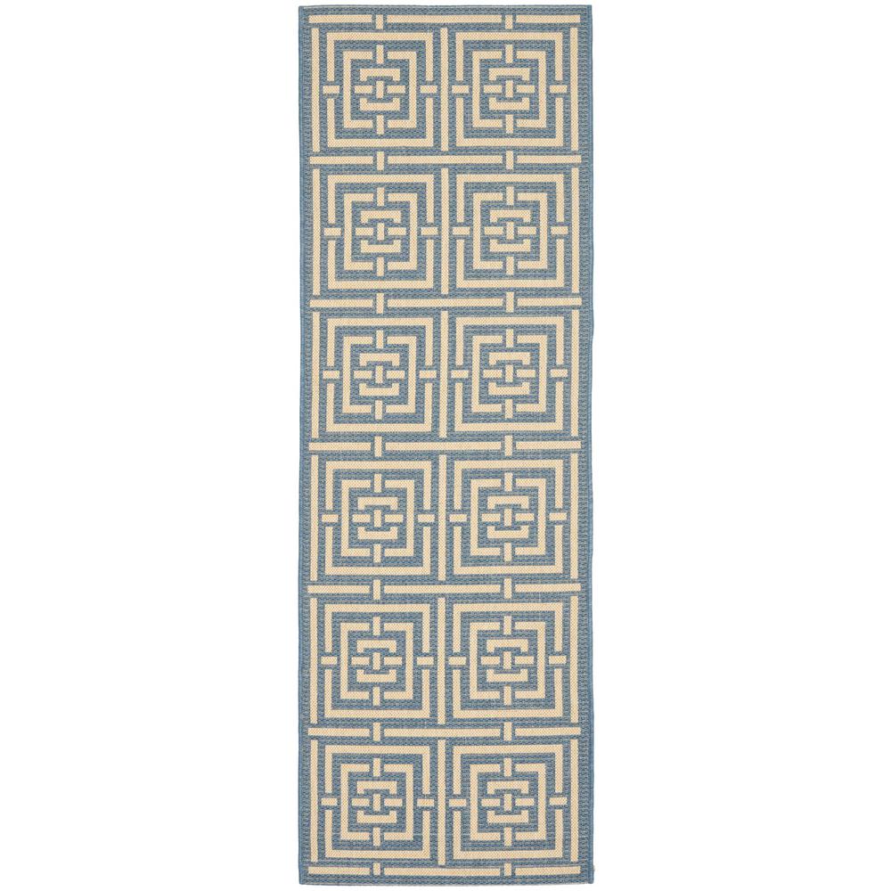 COURTYARD, BLUE / BONE, 2'-3" X 8', Area Rug, CY6937-23-28. Picture 1