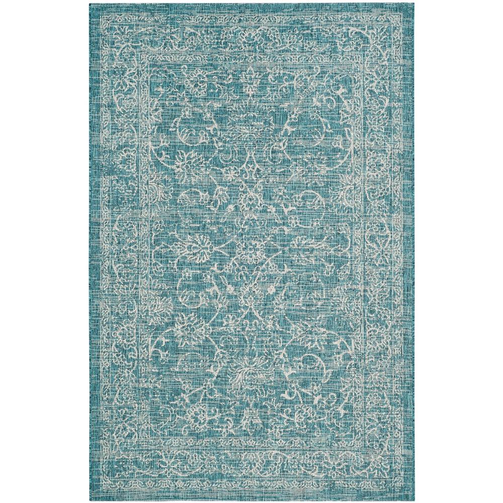 COURTYARD, TURQUOISE, 5'-3" X 5'-3" Square, Area Rug. Picture 1