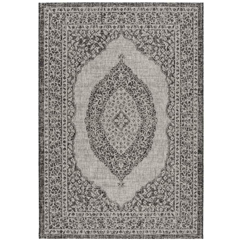 COURTYARD, LIGHT GREY / BLACK, 6'-7" X 9'-6", Area Rug, CY8751-37612-6. Picture 1