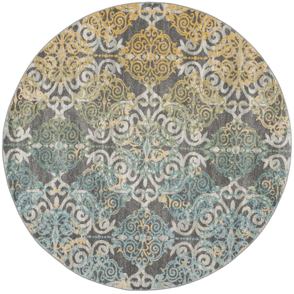 EVOKE, GREY / IVORY, 6'-7" X 6'-7" Round, Area Rug, EVK230D-7R. Picture 1