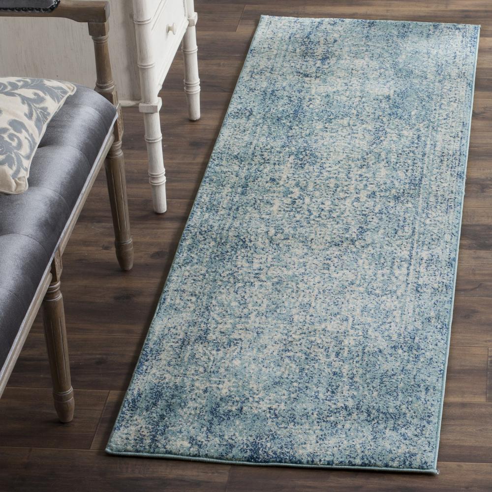 EVOKE, BLUE / IVORY, 2'-2" X 15', Area Rug. Picture 1