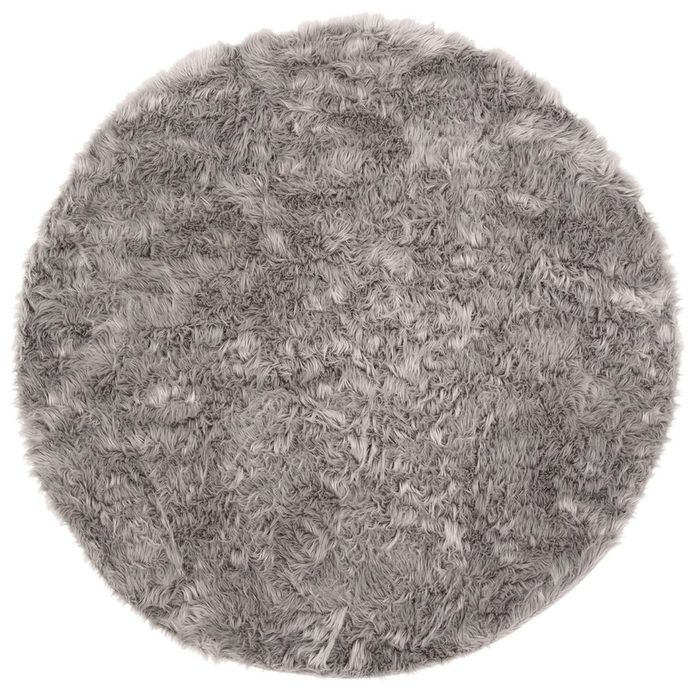 FAUX SHEEP SKIN, GREY, 5' X 5' Round, Area Rug. Picture 1
