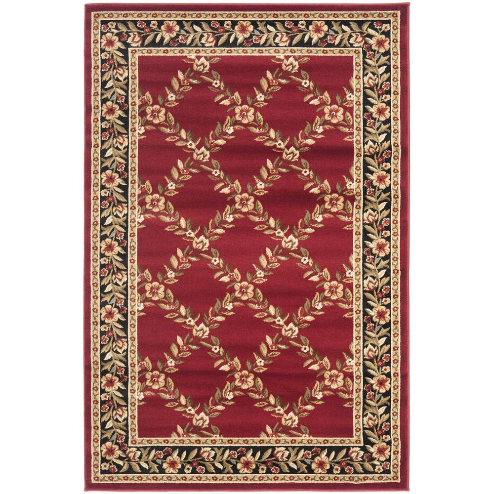 LYNDHURST, RED / BLACK, 6'-7" X 9'-6", Area Rug. Picture 1