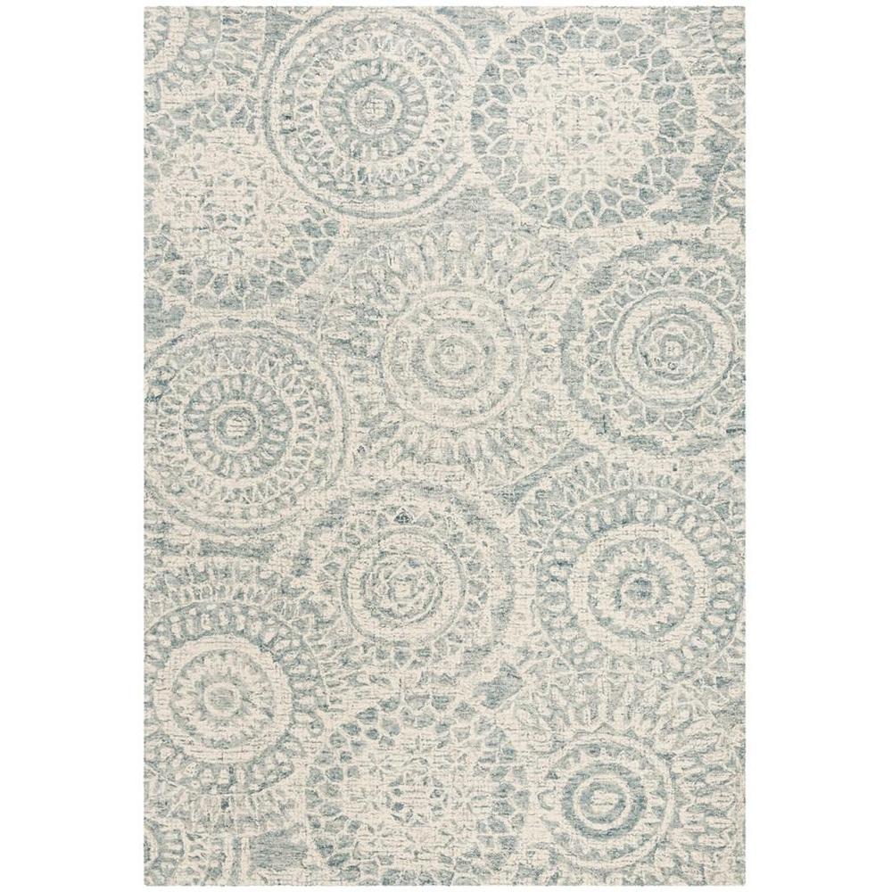 Abstract, IVORY / BLUE, 6' X 9', Area Rug, ABT205A-6. Picture 1