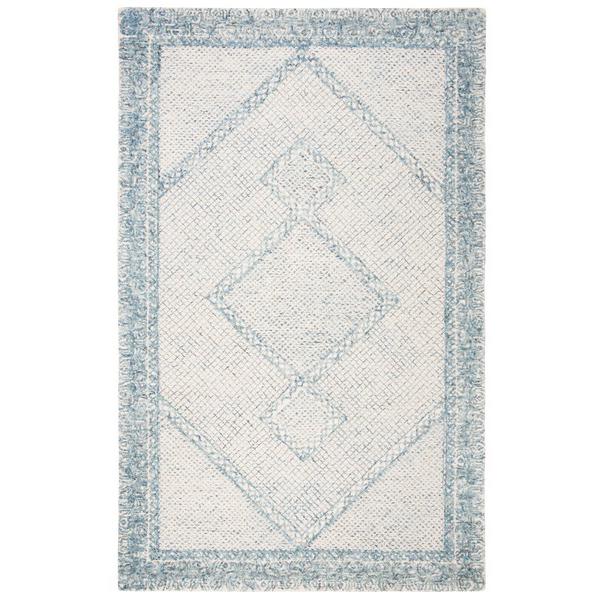 Abstract, IVORY / BLUE, 6' X 6' Round, Area Rug, ABT345M-6R. Picture 1