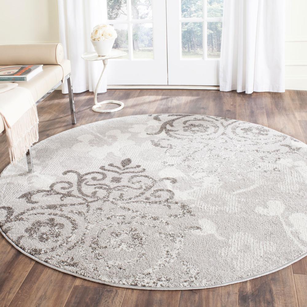 Adirondack, SILVER / IVORY, 8' X 8' Round, Area Rug, ADR114B-8R. Picture 1