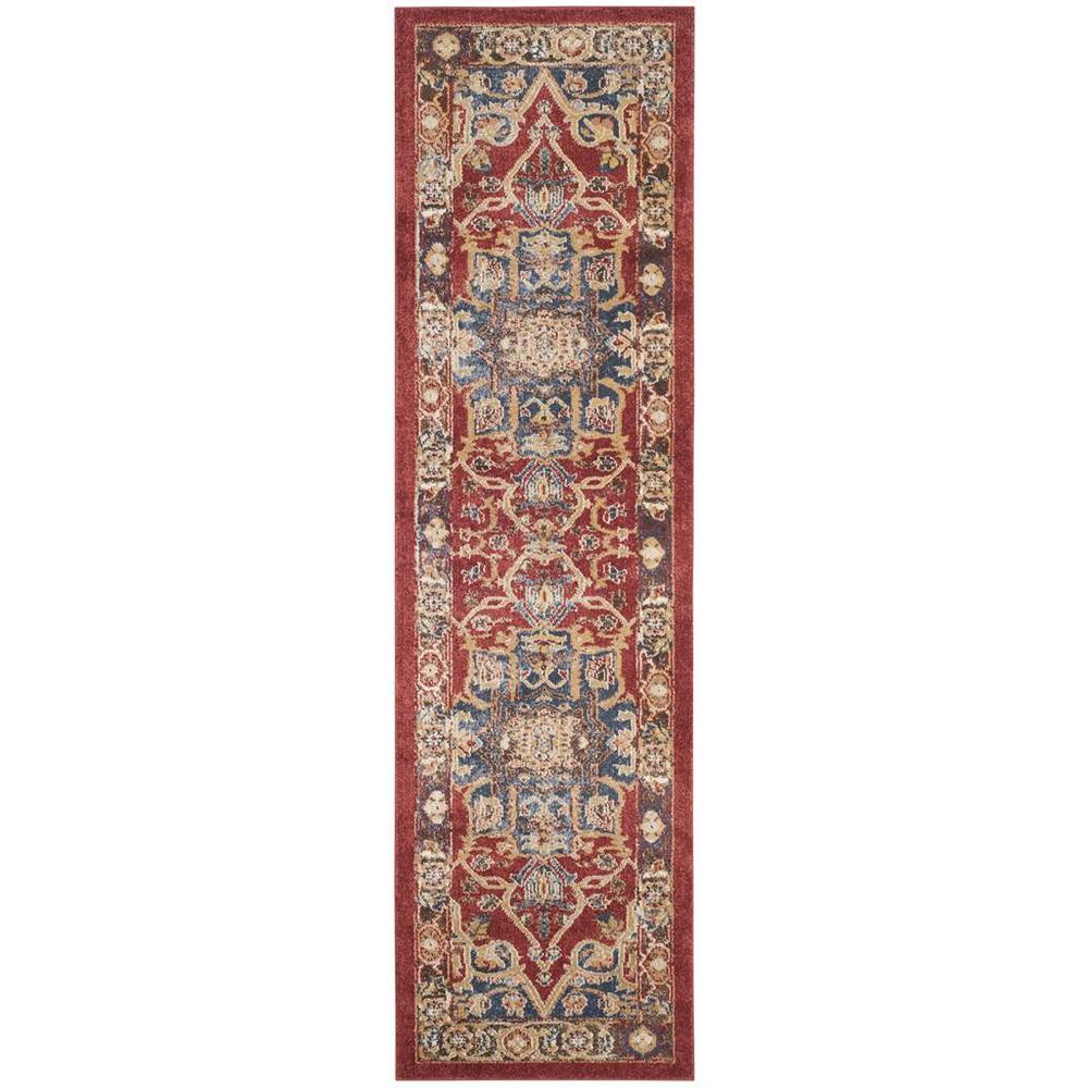 BIJAR, RED / ROYAL, 2'-3" X 6', Area Rug. Picture 1