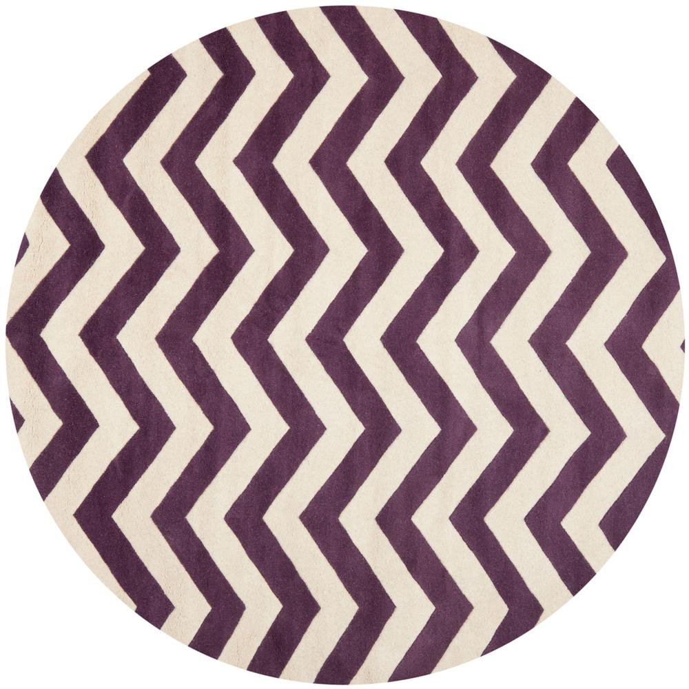 CHATHAM, PURPLE / IVORY, 9' X 9' Round, Area Rug. Picture 1