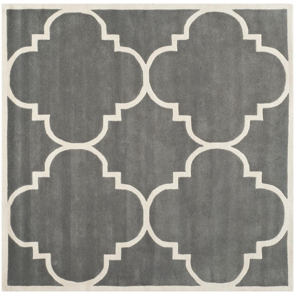 CHATHAM, DARK GREY / IVORY, 8'-9" X 8'-9" Square, Area Rug, CHT730D-9SQ. Picture 1