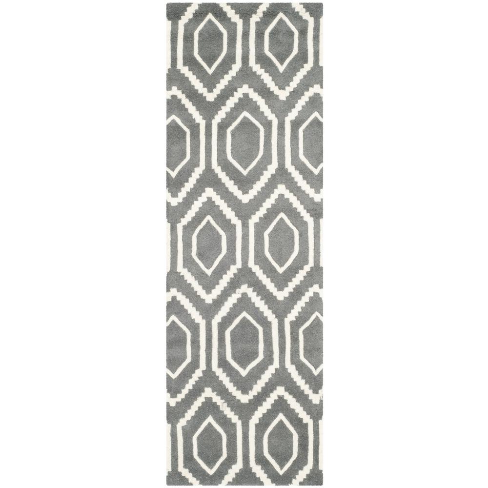 CHATHAM, DARK GREY / IVORY, 2'-3" X 9', Area Rug, CHT731D-29. Picture 1