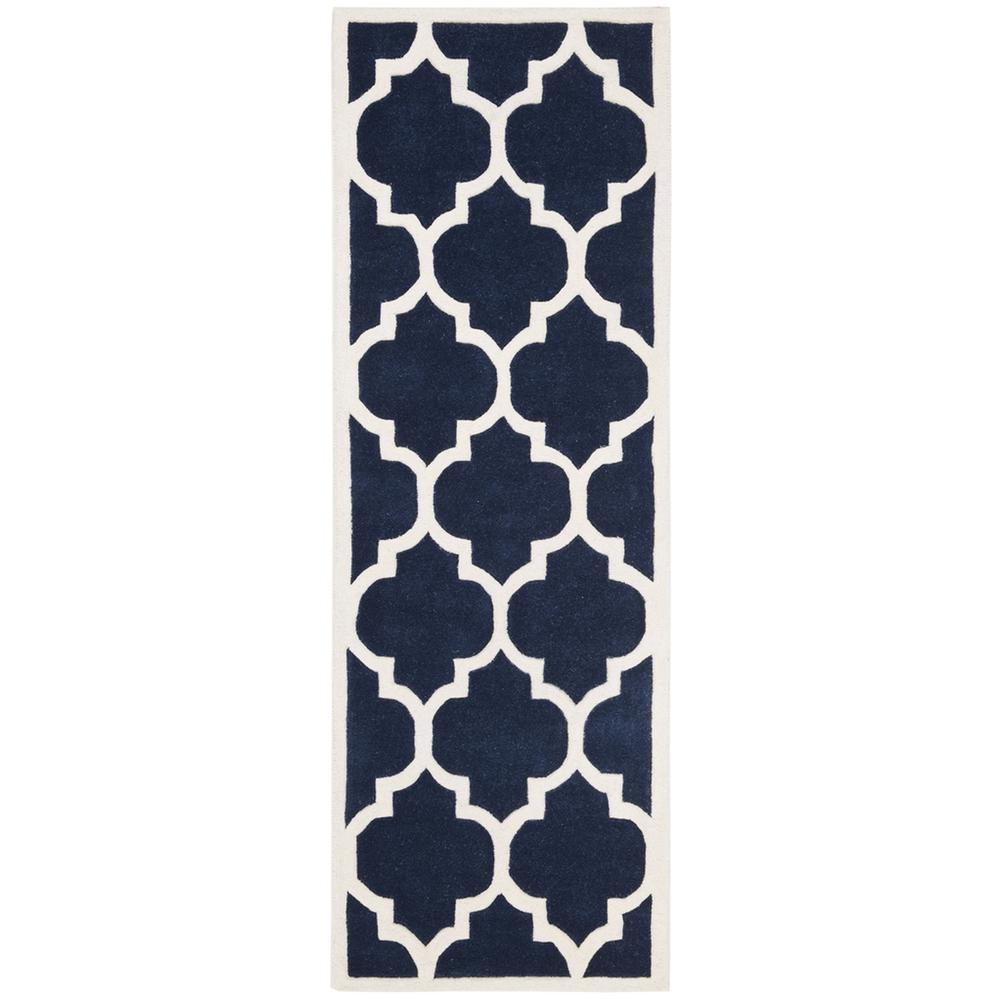 CHATHAM, DARK BLUE / IVORY, 2'-3" X 17', Area Rug. Picture 1