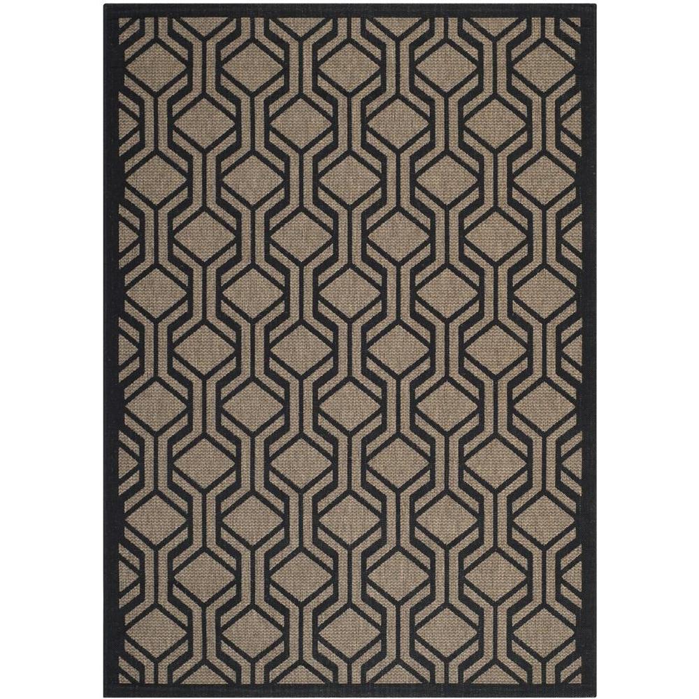 COURTYARD, BROWN / BLACK, 6'-7" X 6'-7" Square, Area Rug. Picture 1