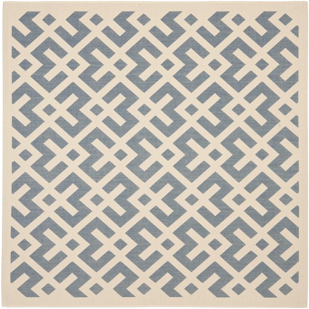 COURTYARD, BLUE / BONE, 7'-10" X 7'-10" Square, Area Rug. Picture 1