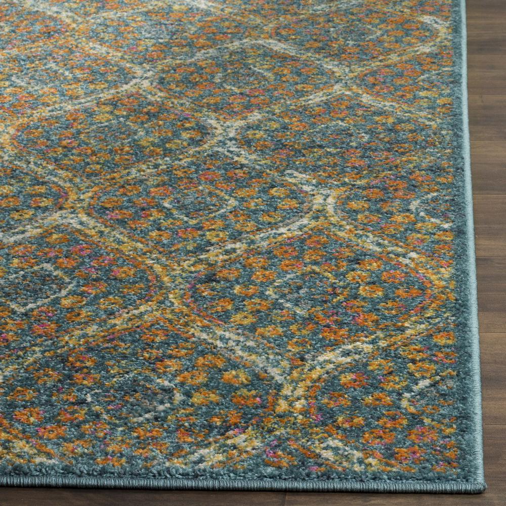 MADISON, BLUE / ORANGE, 6'-7" X 6'-7" Round, Area Rug, MAD140A-7R. The main picture.