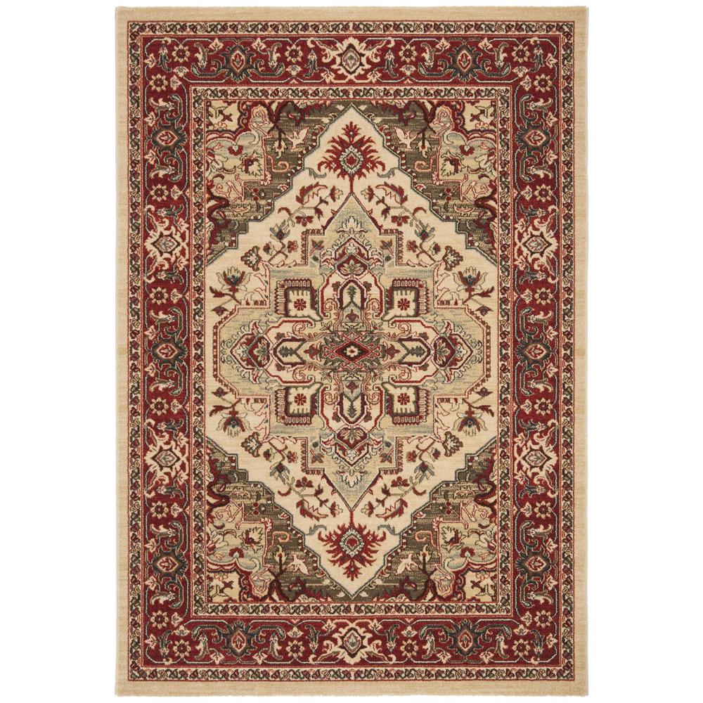MAHAL, CREME / RED, 6'-7" X 6'-7" Round, Area Rug, MAH678A-7R. Picture 1