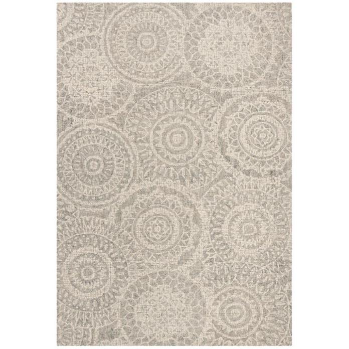 Abstract, IVORY / GREY, 6' X 6' Round, Area Rug, ABT205B-6R. Picture 1