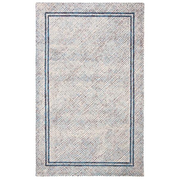 Abstract, IVORY / NAVY, 6' X 6' Square, Area Rug, ABT341N-6SQ. Picture 1