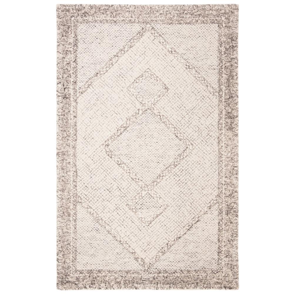 Abstract, IVORY / GREY, 6' X 6' Square, Area Rug, ABT345F-6SQ. Picture 1