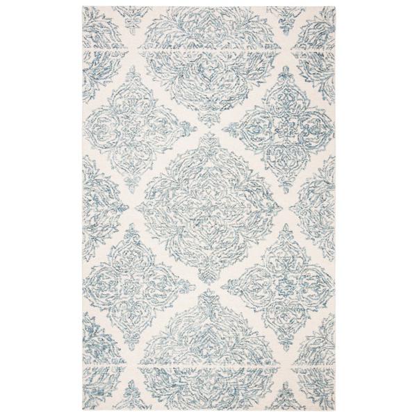 Abstract, IVORY / BLUE, 6' X 6' Square, Area Rug, ABT346M-6SQ. Picture 1