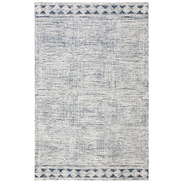 Abstract, IVORY / NAVY, 6' X 6' Square, Area Rug, ABT349N-6SQ. Picture 1