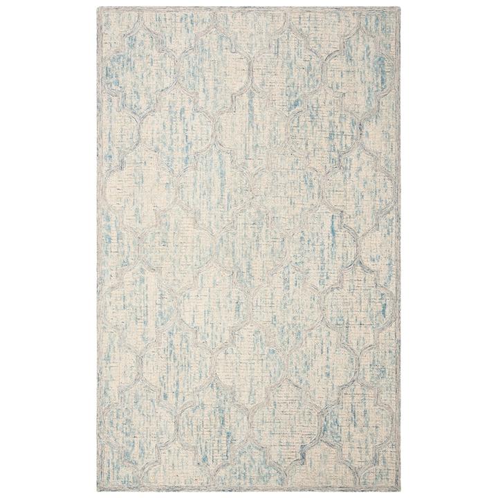 Abstract, IVORY / LIGHT BLUE, 6' X 6' Round, Area Rug. Picture 1