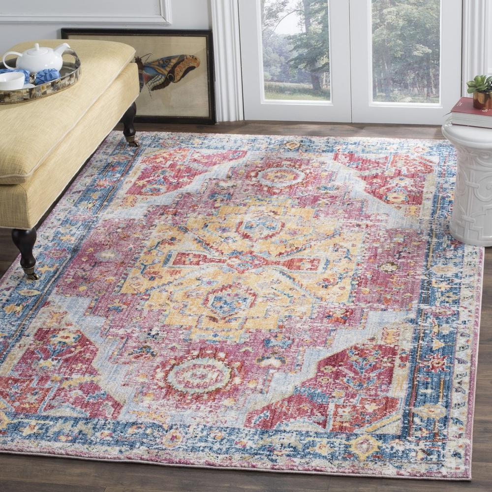 BRISTOL, RED / BLUE, 7' X 7' Round, Area Rug. The main picture.