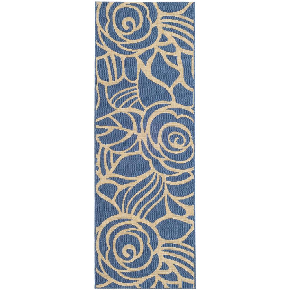 COURTYARD, BLUE / BEIGE, 2'-7" X 8'-2", Area Rug. Picture 1