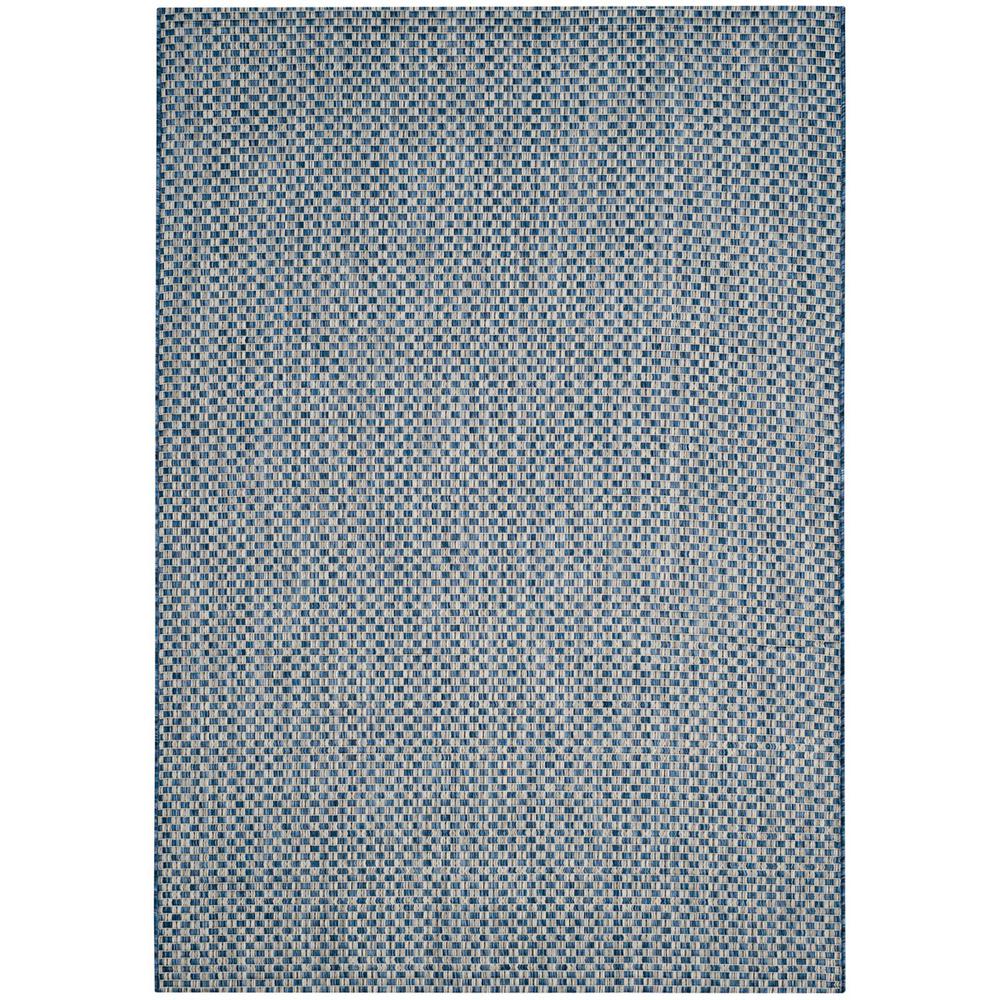 COURTYARD, BLUE / LIGHT GREY, 6'-7" X 6'-7" Square, Area Rug. The main picture.