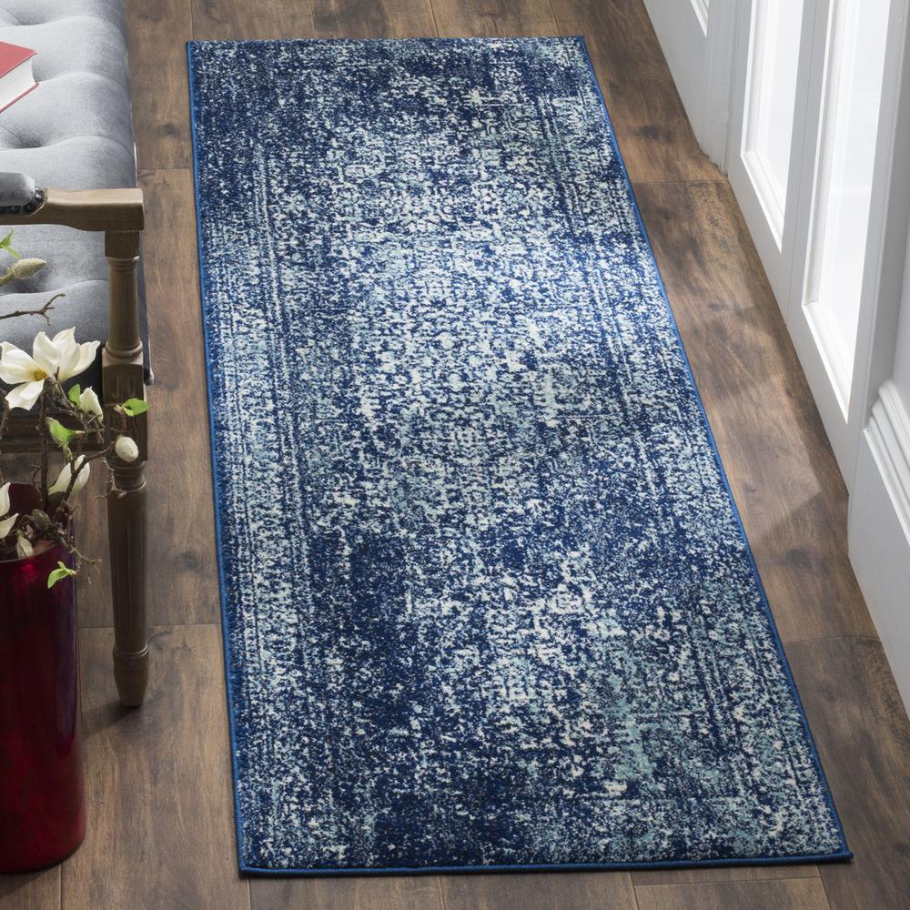 EVOKE, NAVY / IVORY, 2'-2" X 19', Area Rug, EVK256A-219. Picture 1