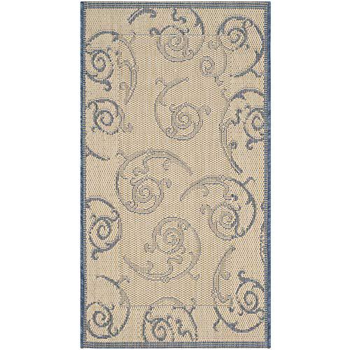 COURTYARD, NATURAL / BLUE, 9' X 12', Area Rug, CY2665-3101-9. Picture 1
