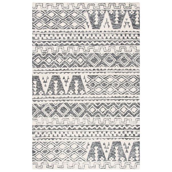 Abstract, IVORY / BLACK, 6' X 6' Square, Area Rug, ABT557A-6SQ. Picture 1