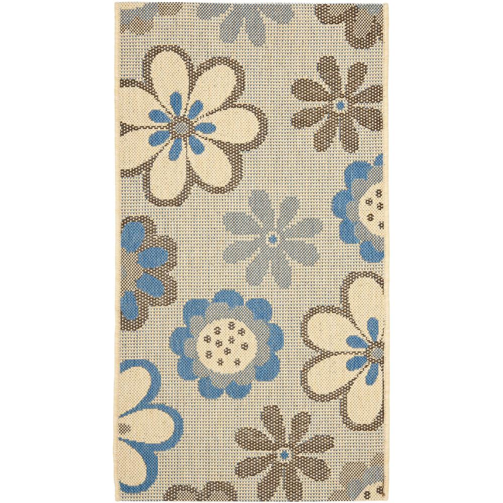 COURTYARD, NATURAL BROWN / BLUE, 6'-7" X 6'-7" Round, Area Rug, CY4035B-7R. Picture 1