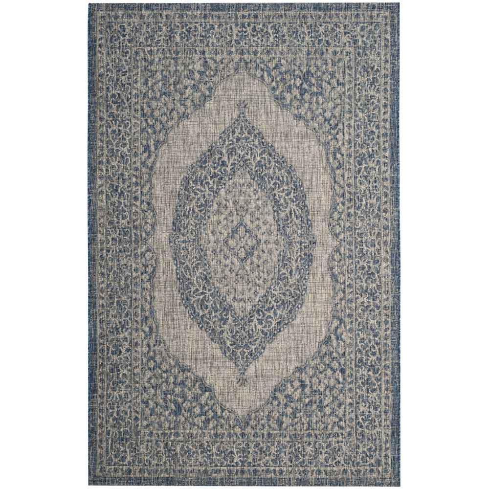 COURTYARD, LIGHT GREY / BLUE, 6'-7" X 6'-7" Round, Area Rug, CY8751-36812-7R. Picture 1