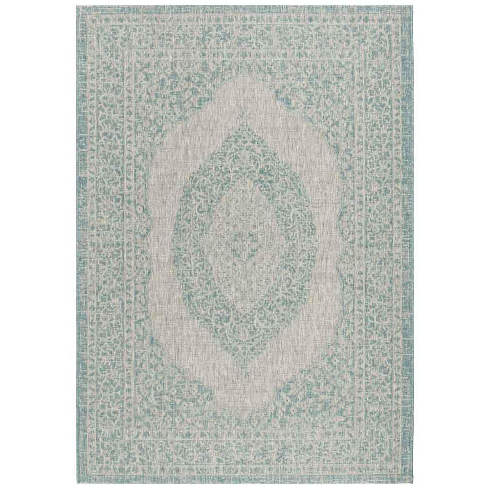 COURTYARD, LIGHT GREY / AQUA, 6'-7" X 6'-7" Round, Area Rug, CY8751-37112-7R. Picture 1
