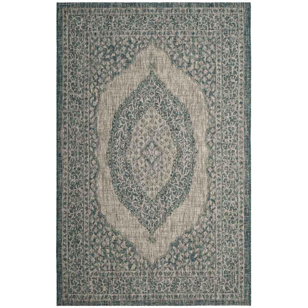 COURTYARD, LIGHT GREY / TEAL, 6'-7" X 6'-7" Round, Area Rug, CY8751-37212-7R. Picture 1