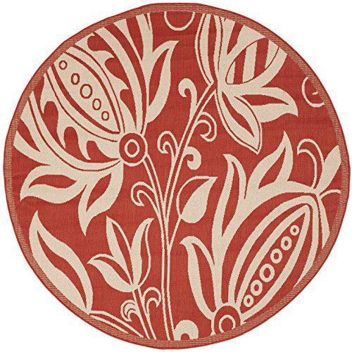 COURTYARD, RED / NATURAL, 6'-7" X 6'-7" Round, Area Rug, CY2961-3707-7R. Picture 1