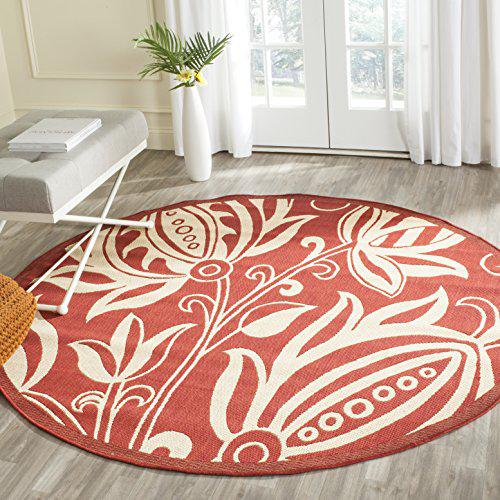 COURTYARD, RED / NATURAL, 6'-7" X 6'-7" Round, Area Rug, CY2961-3707-7R. Picture 3