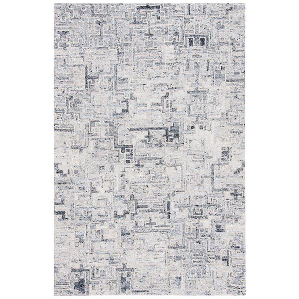 Abstract, IVORY / BLACK, 6' X 6' Square, Area Rug, ABT142Z-6SQ. Picture 1