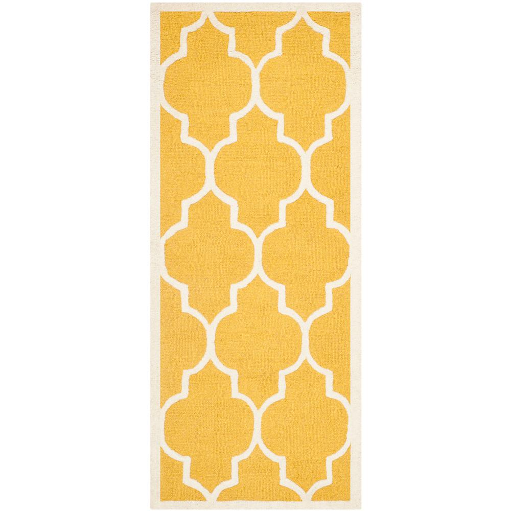 CAMBRIDGE, GOLD / IVORY, 2'-6" X 22', Area Rug. Picture 1