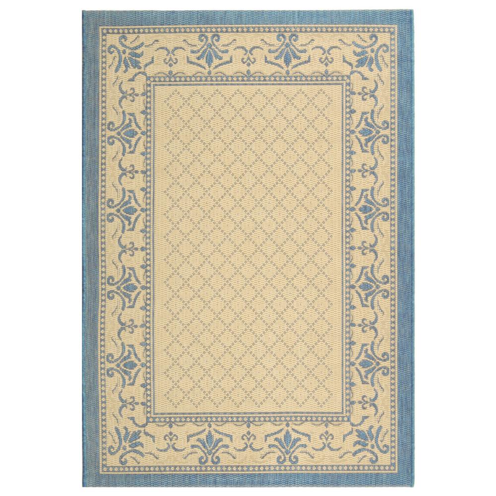 COURTYARD, NATURAL / BLUE, 5'-3" X 5'-3" Round, Area Rug, CY0901-3101-5R. Picture 1