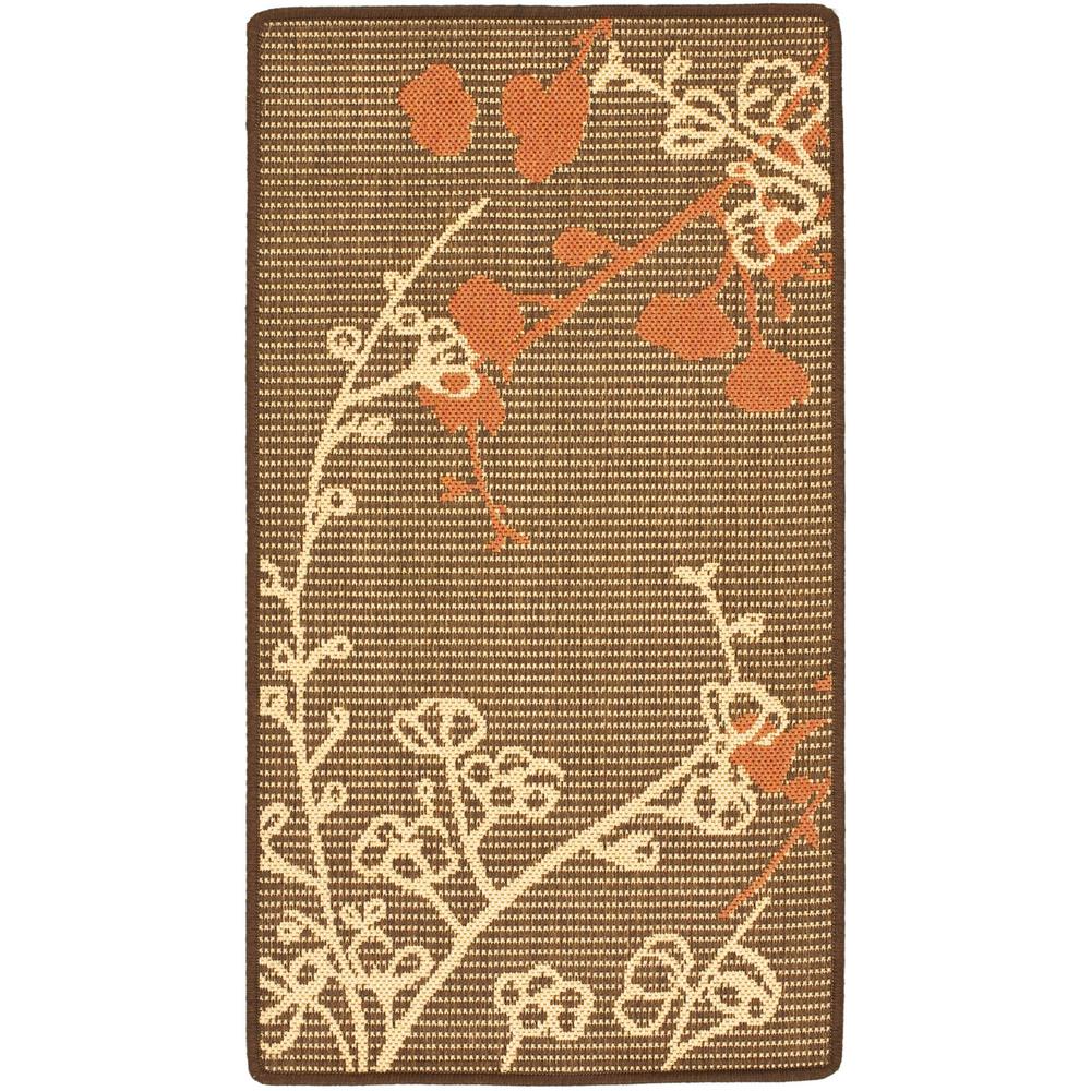 COURTYARD, BROWN NATURAL / TERRACOTTA, 6'-7" X 6'-7" Square, Area Rug. Picture 1