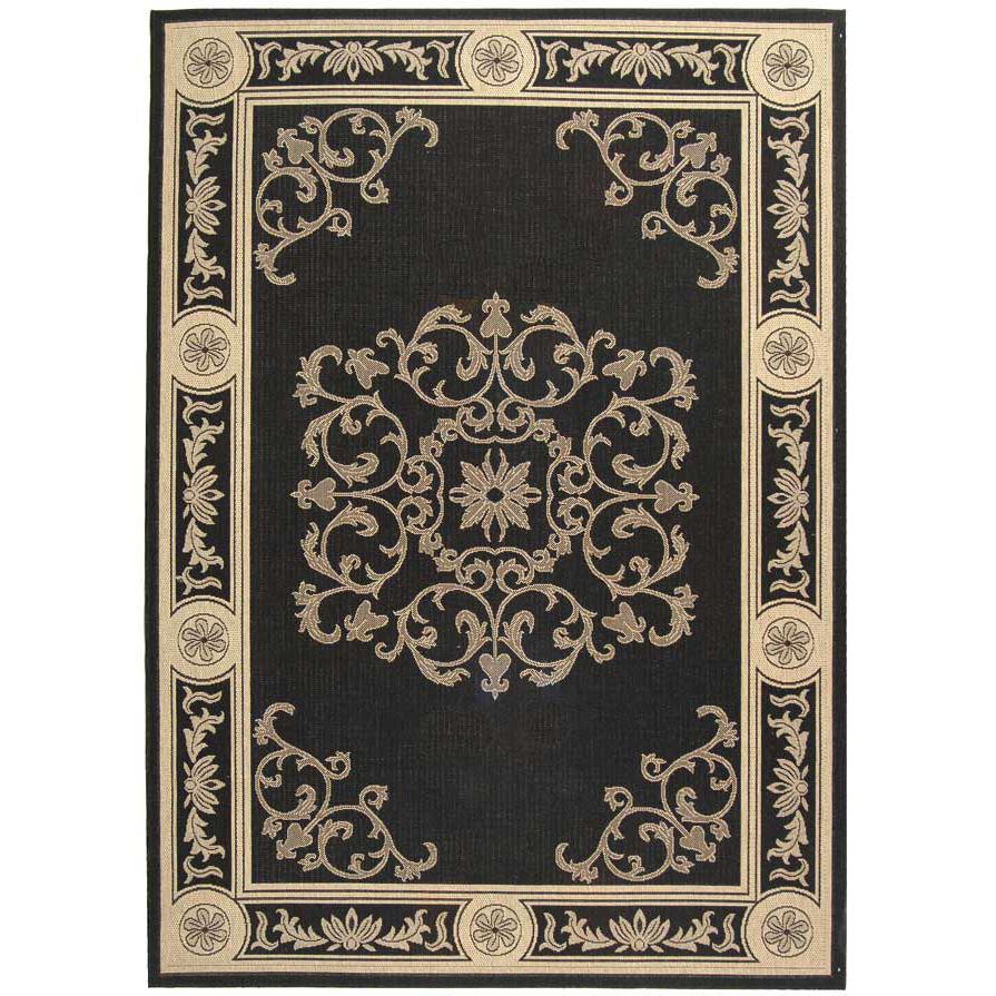 COURTYARD, BLACK / SAND, 6'-7" X 9'-6", Area Rug, CY2914-3908-6. The main picture.