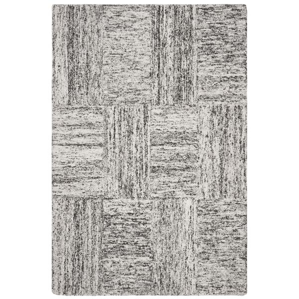 Abstract, IVORY / CHARCOAL, 2'-3" X 8', Area Rug. Picture 1