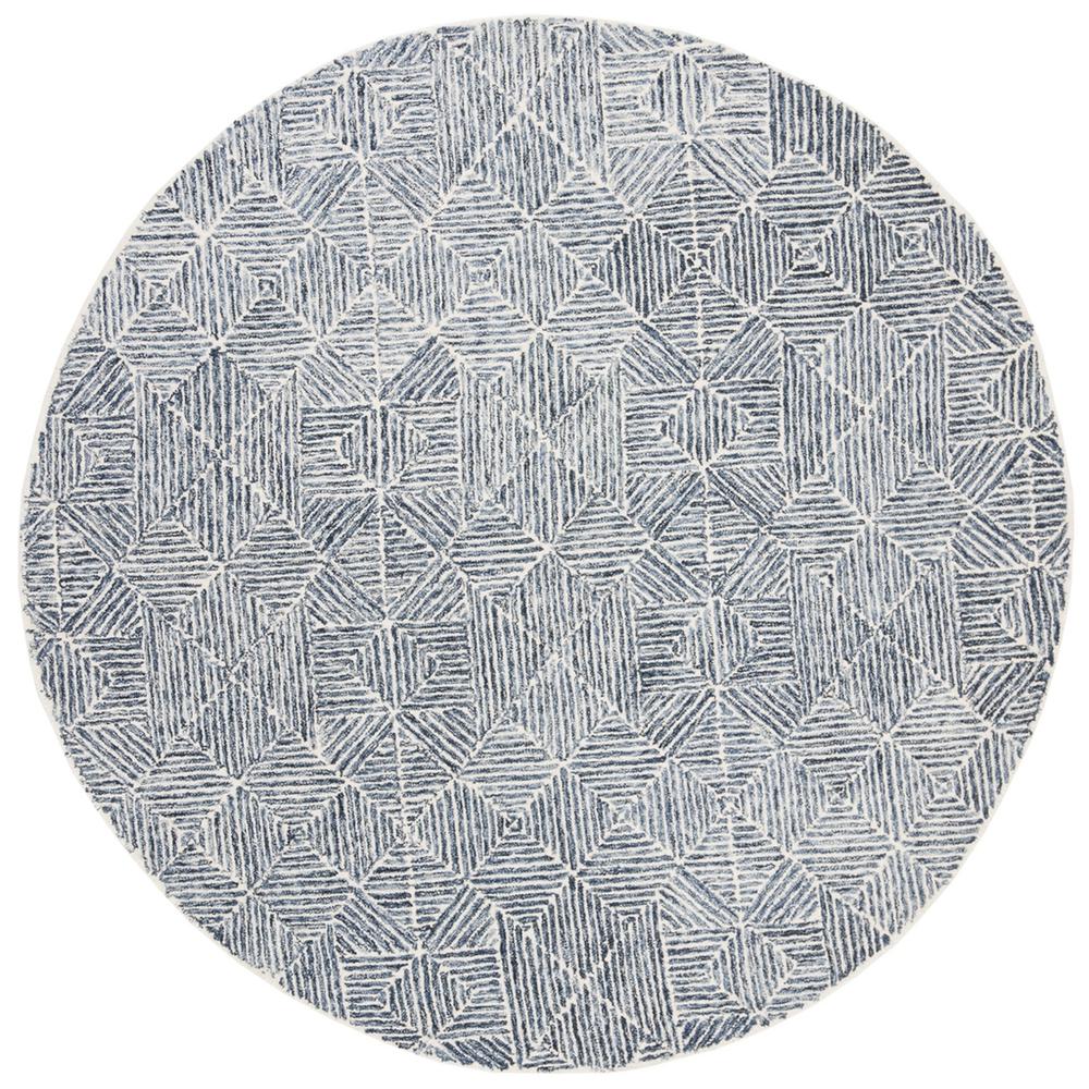 Abstract Blue 6 X Round Area Rug, 6 Round Area Rugs