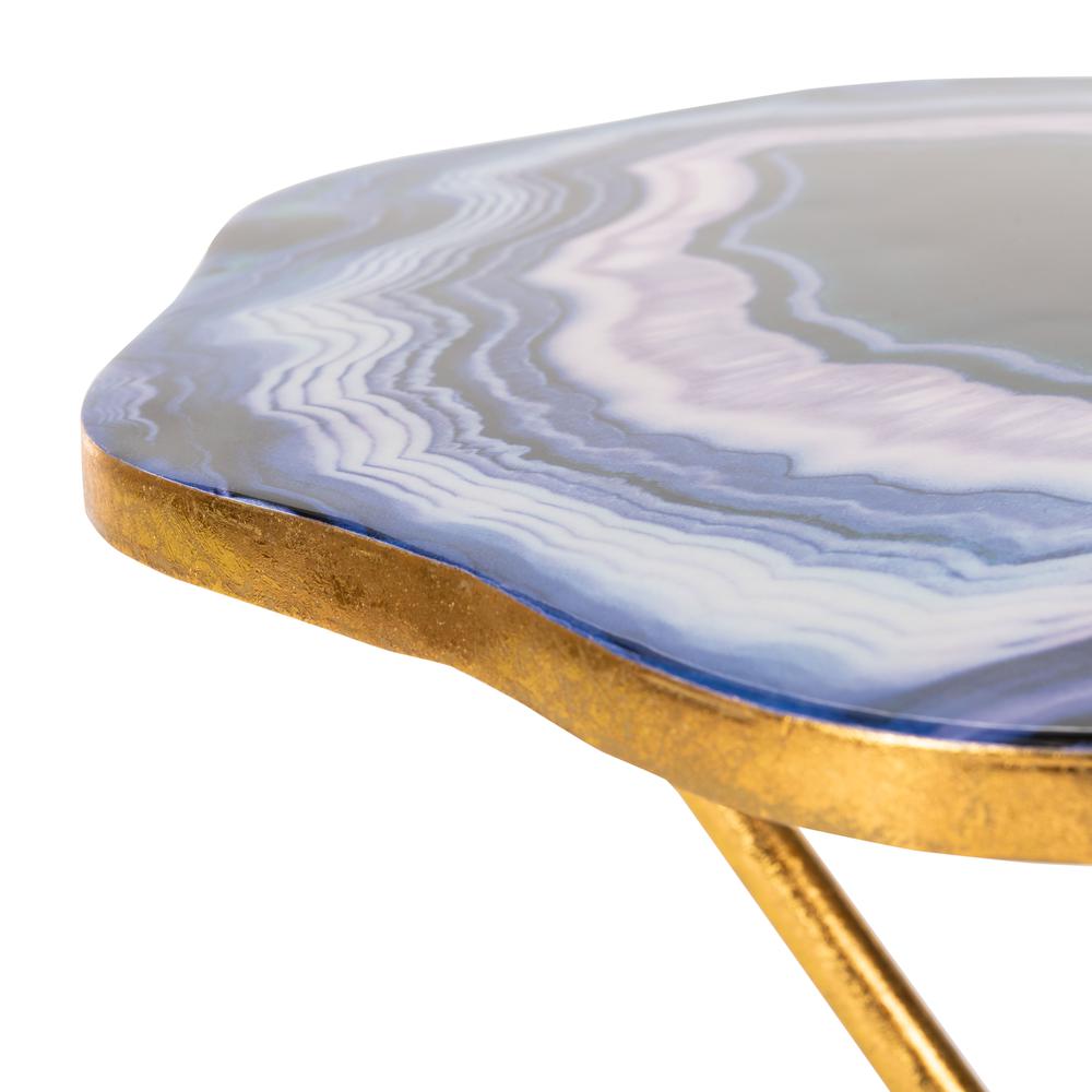 Celeste Faux Agate Side Table, Multi Blue & Purple/Gold. Picture 2