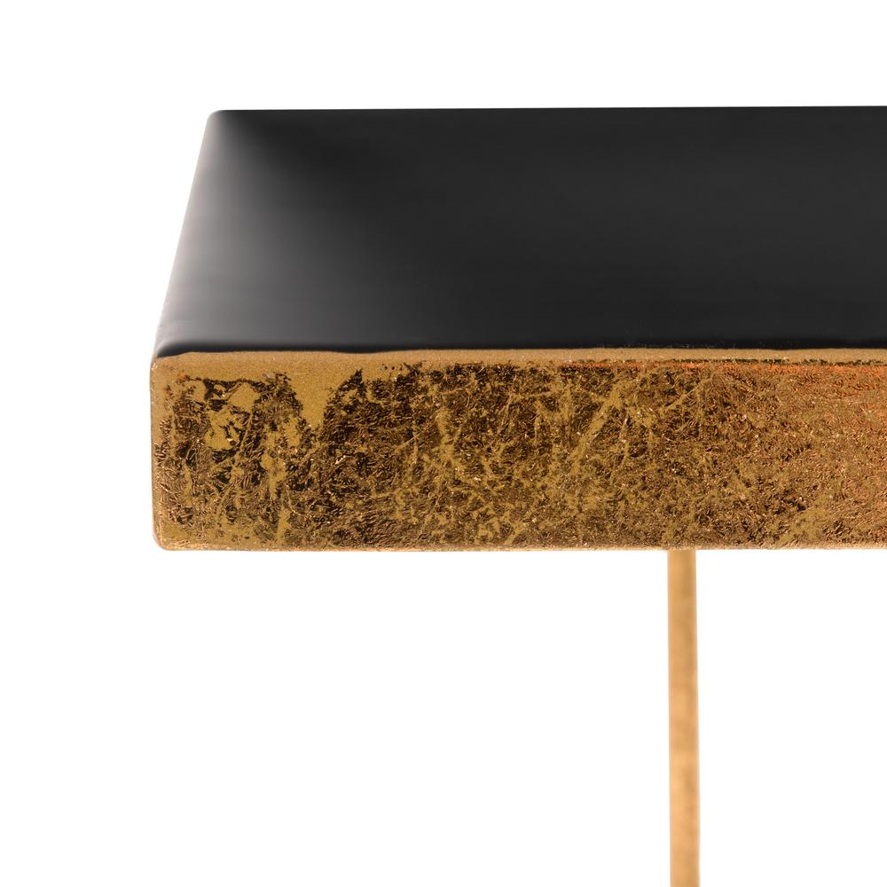 Amarylis Greek Key Side Table, Black/Gold. Picture 2
