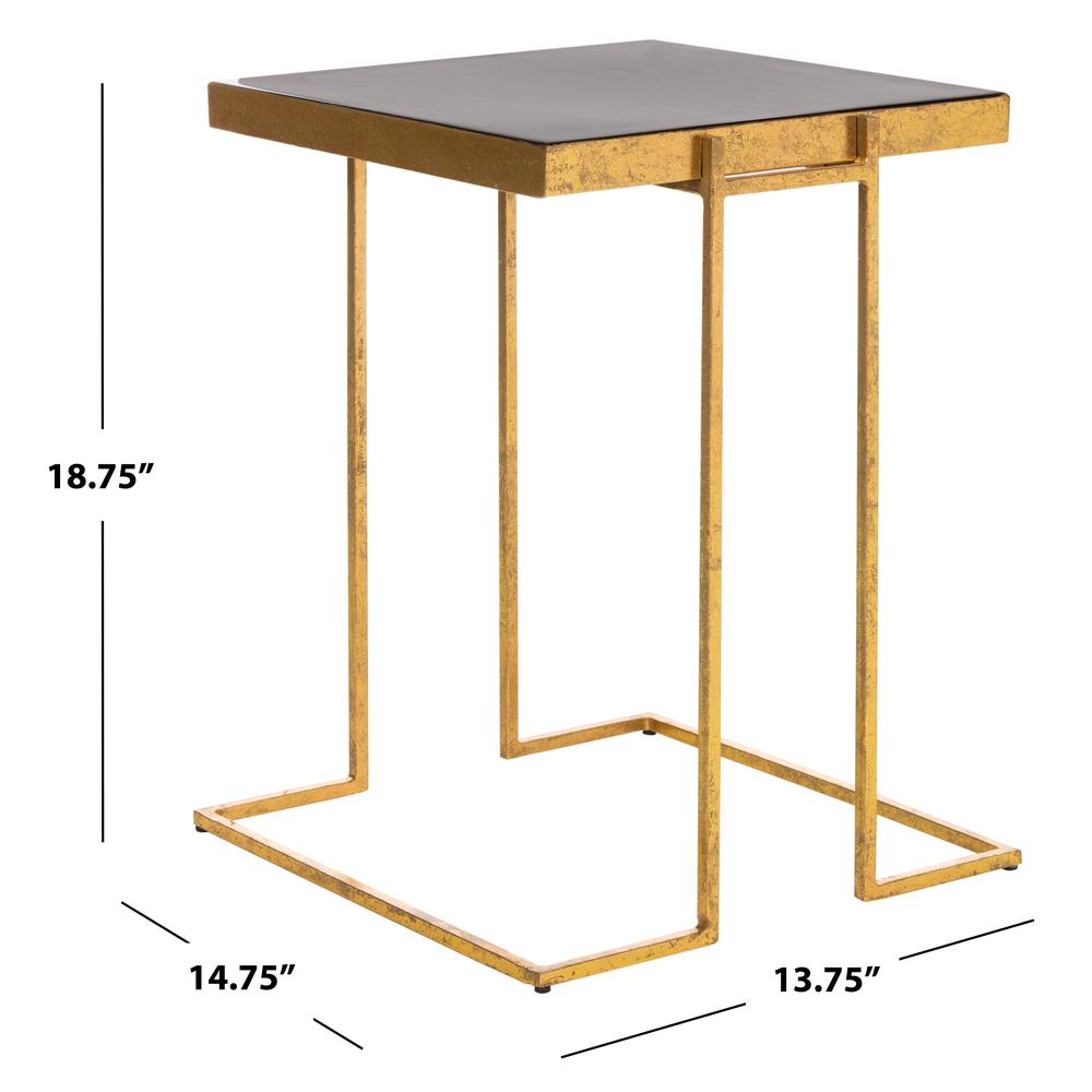 Amarylis Greek Key Side Table, Black/Gold. Picture 3