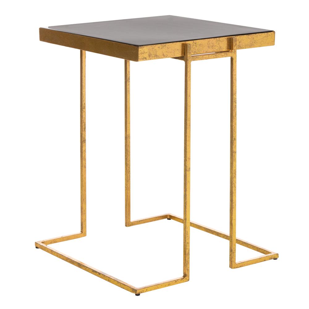 Amarylis Greek Key Side Table, Black/Gold. Picture 6