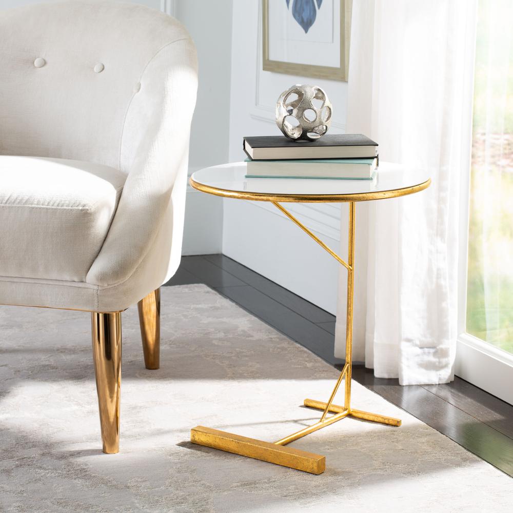 Sionne Round C Table, White /Gold. Picture 7